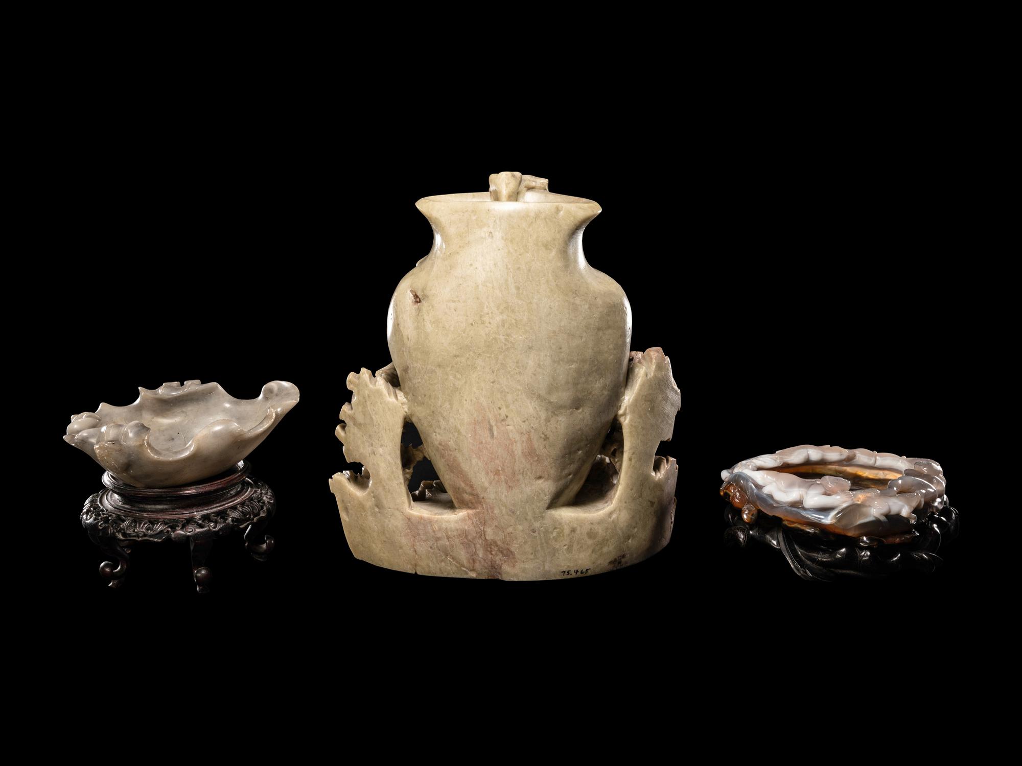 Three Chinese Carved Hardstone Vessels