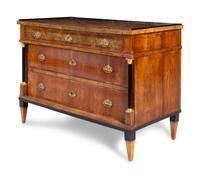 A Continental Inlaid and Parcel Ebonized Commode