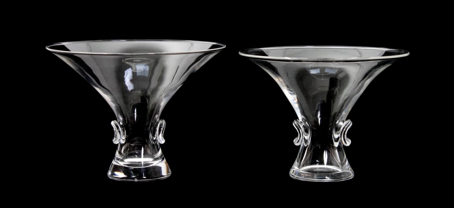 Two Steuben Glass Trumpet Vases Height 5 inches