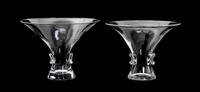 Two Steuben Glass Trumpet Vases Height 5 inches