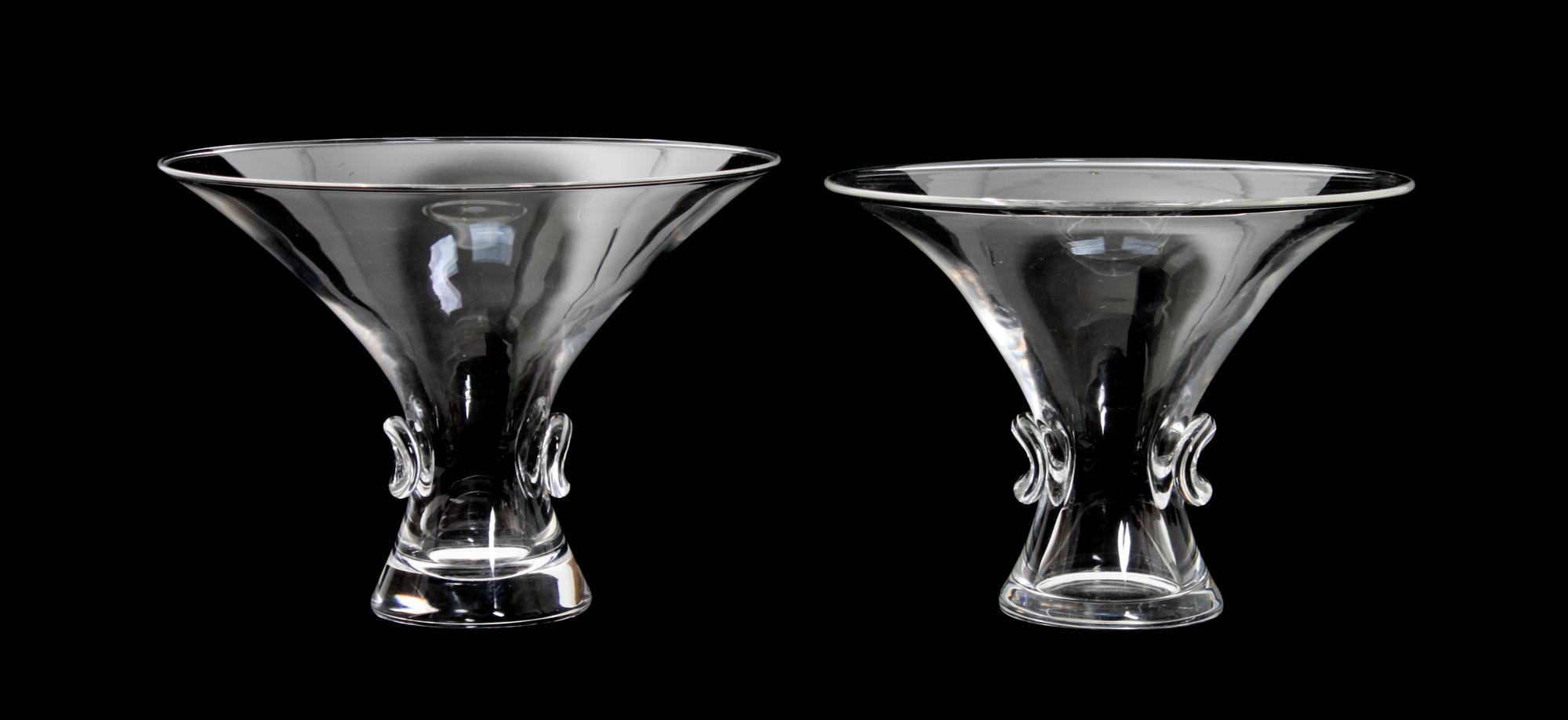 Two Steuben Glass Trumpet Vases Height 5 inches