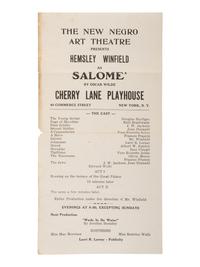 [HARLEM RENAISSANCE] -- [WINFIELD, O. Hemsley (1907-1934)]. The New Negro Art Theater handbill.
