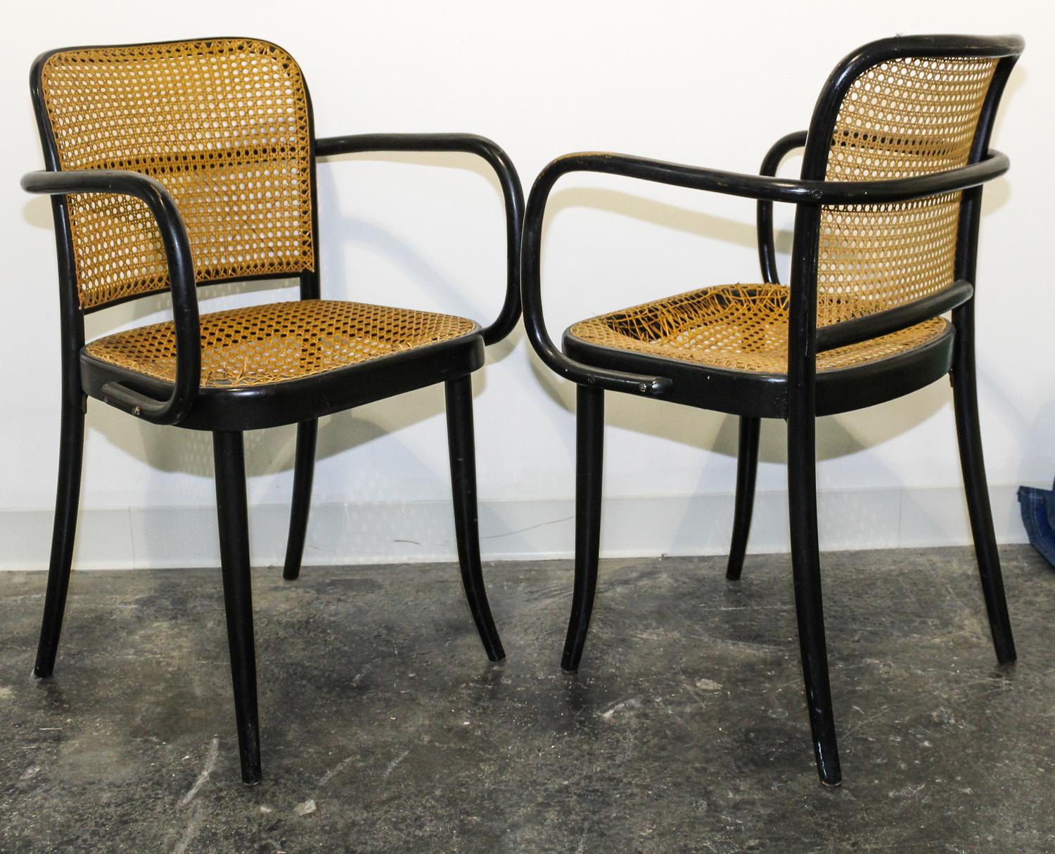 Josef Hoffmann (Austrian, 1870-1956), Stendig, a pair of Prague chairs