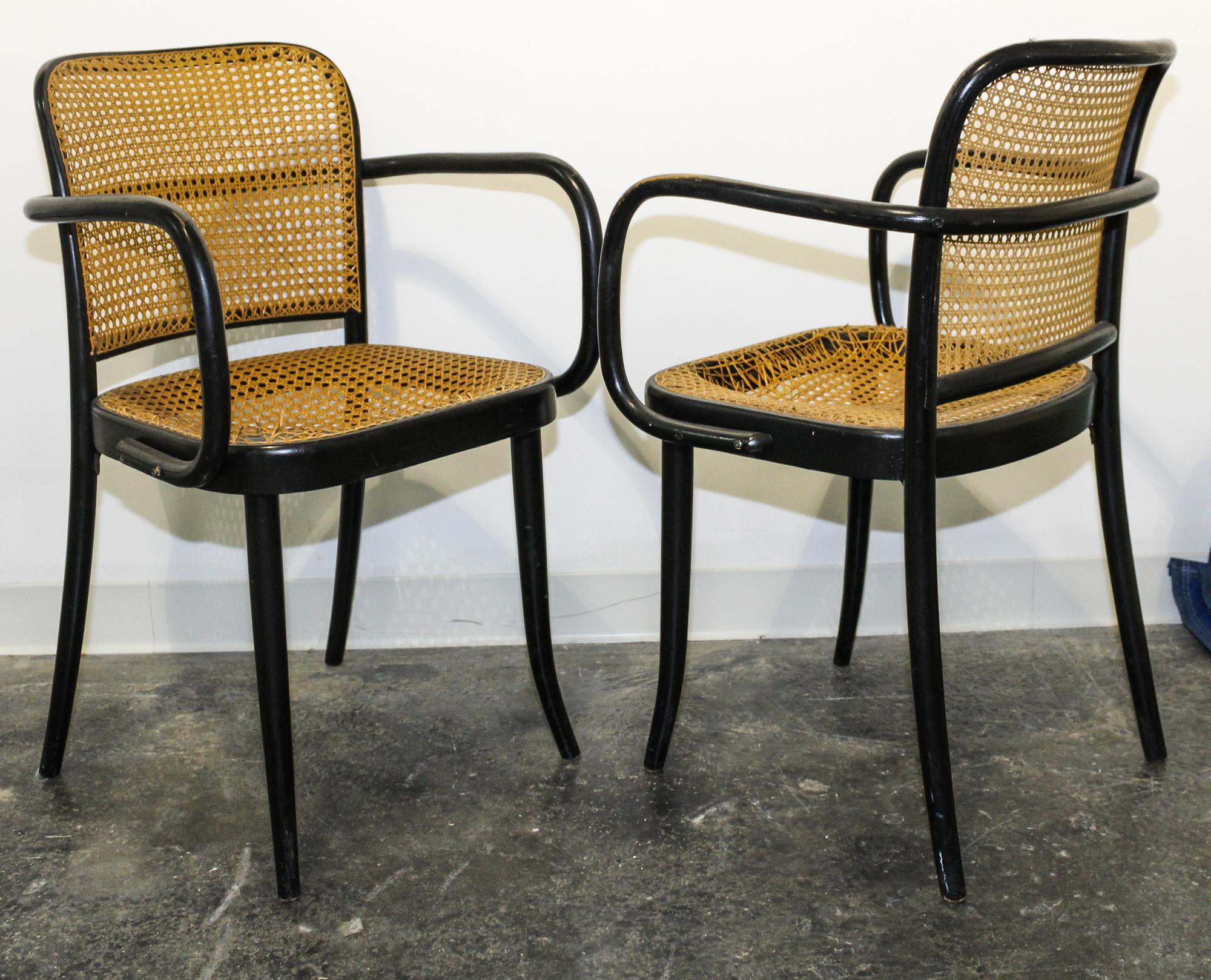 Josef Hoffmann (Austrian, 1870-1956), Stendig, a pair of Prague chairs