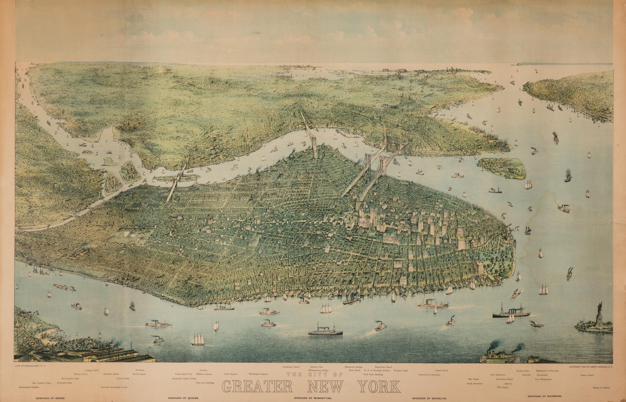 [NEW YORK] HART, Charles (1824-1914), lithographer The City of Greater New York