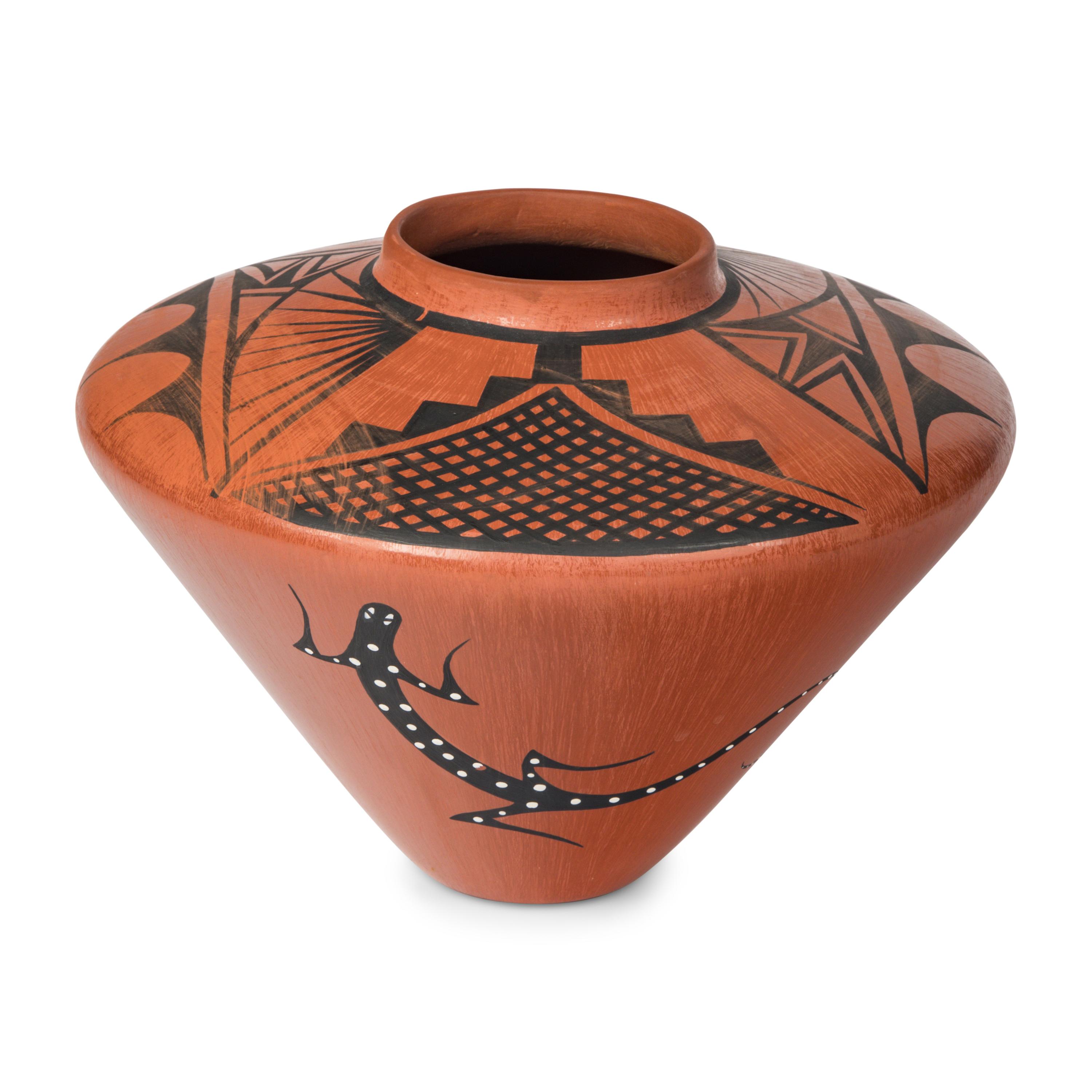 Hopi Redware Pottery Jar, with Lizards