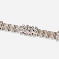 A 14K White Gold and Diamond Bracelet