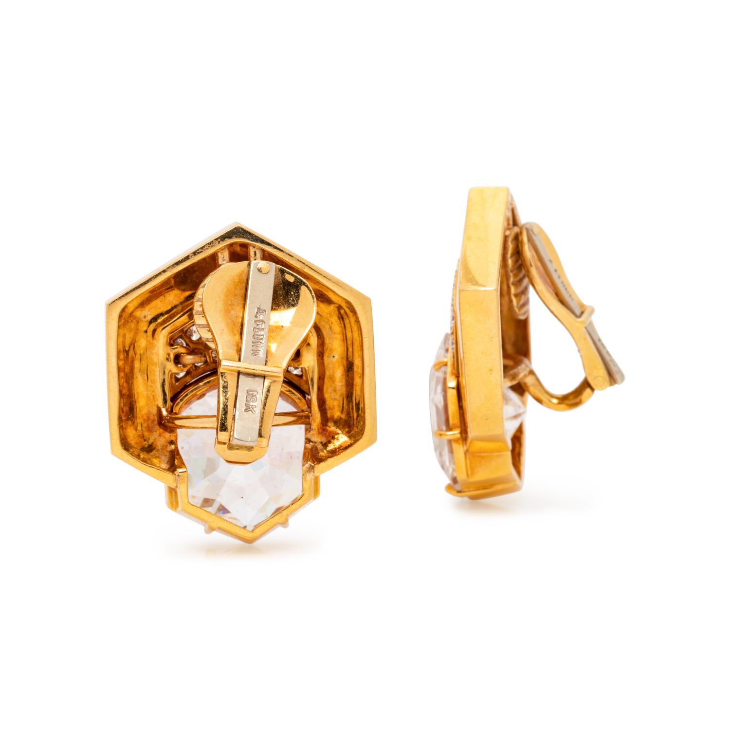 ANDREW CLUNN, YELLOW GOLD, DIAMOND AND CUBIC ZIRCONIA EARCLIPS