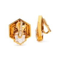 ANDREW CLUNN, YELLOW GOLD, DIAMOND AND CUBIC ZIRCONIA EARCLIPS
