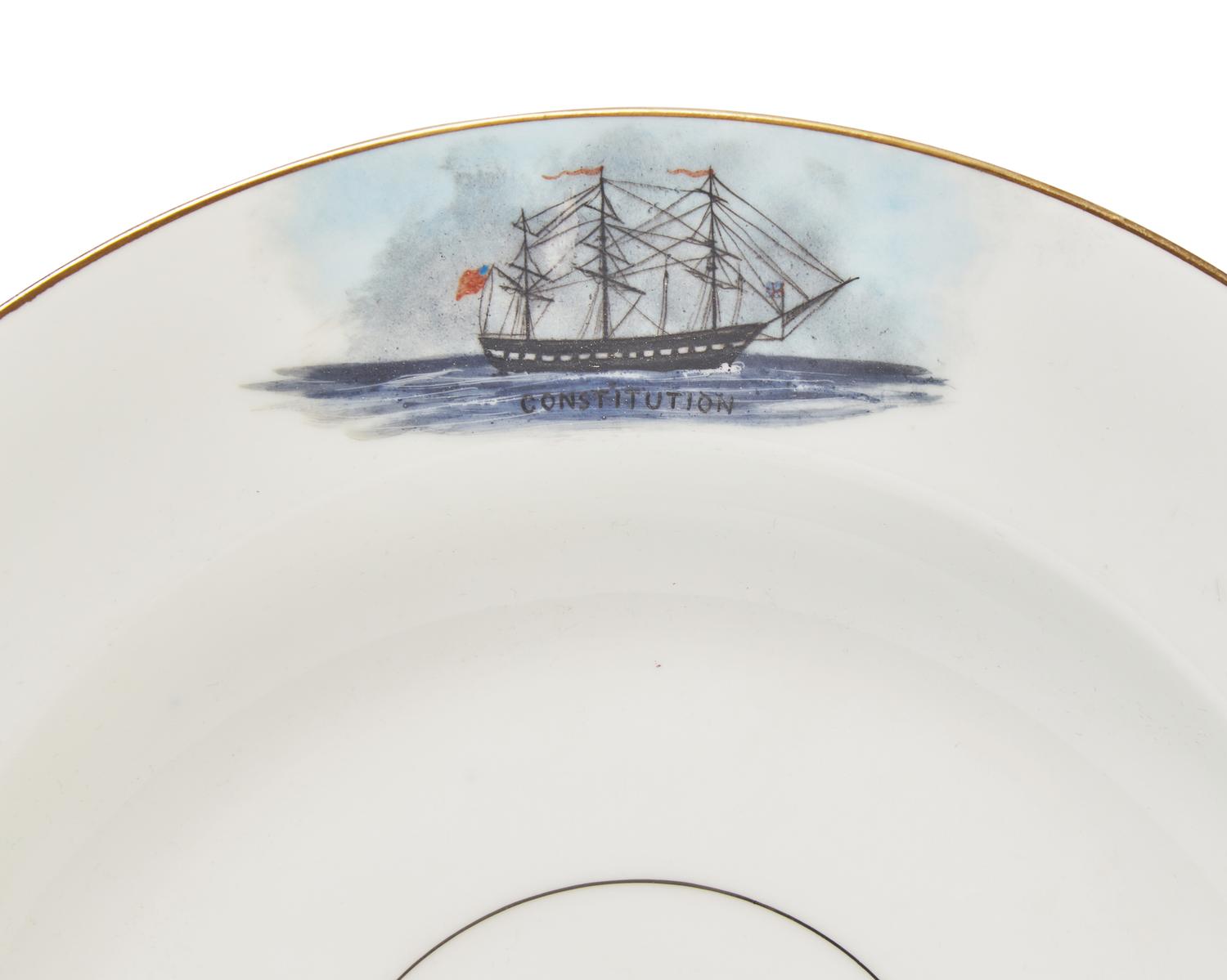 A French Porcelain Commemorative "Constitution" Soup Plate Made for the American Market