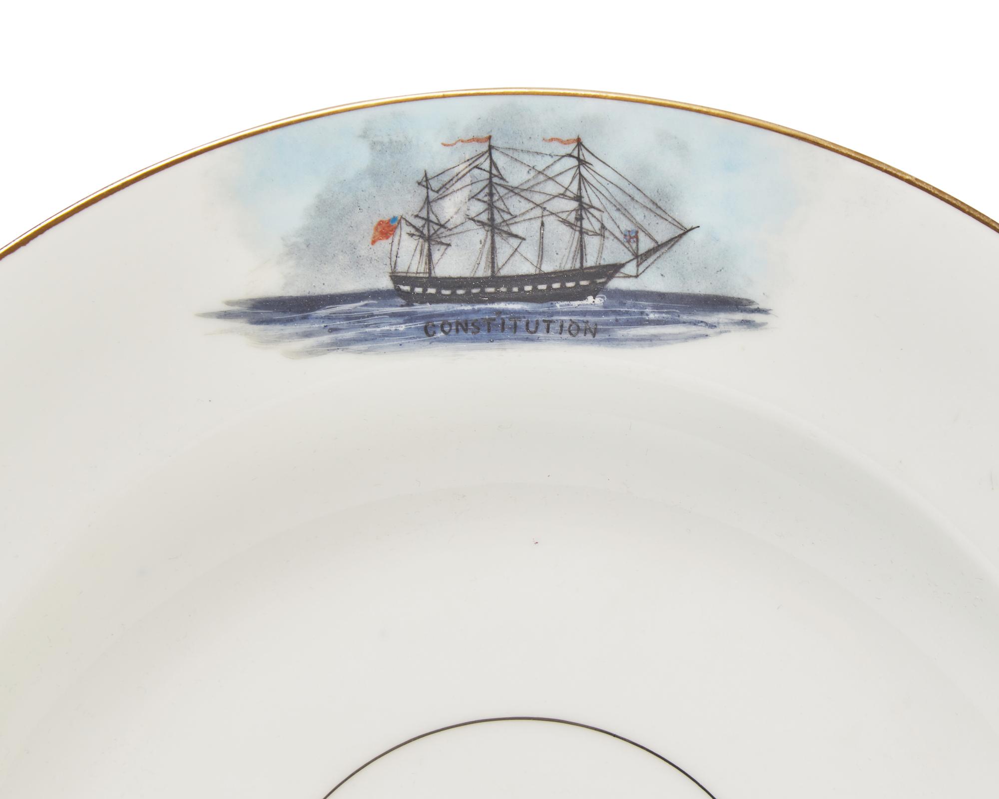 A French Porcelain Commemorative "Constitution" Soup Plate Made for the American Market