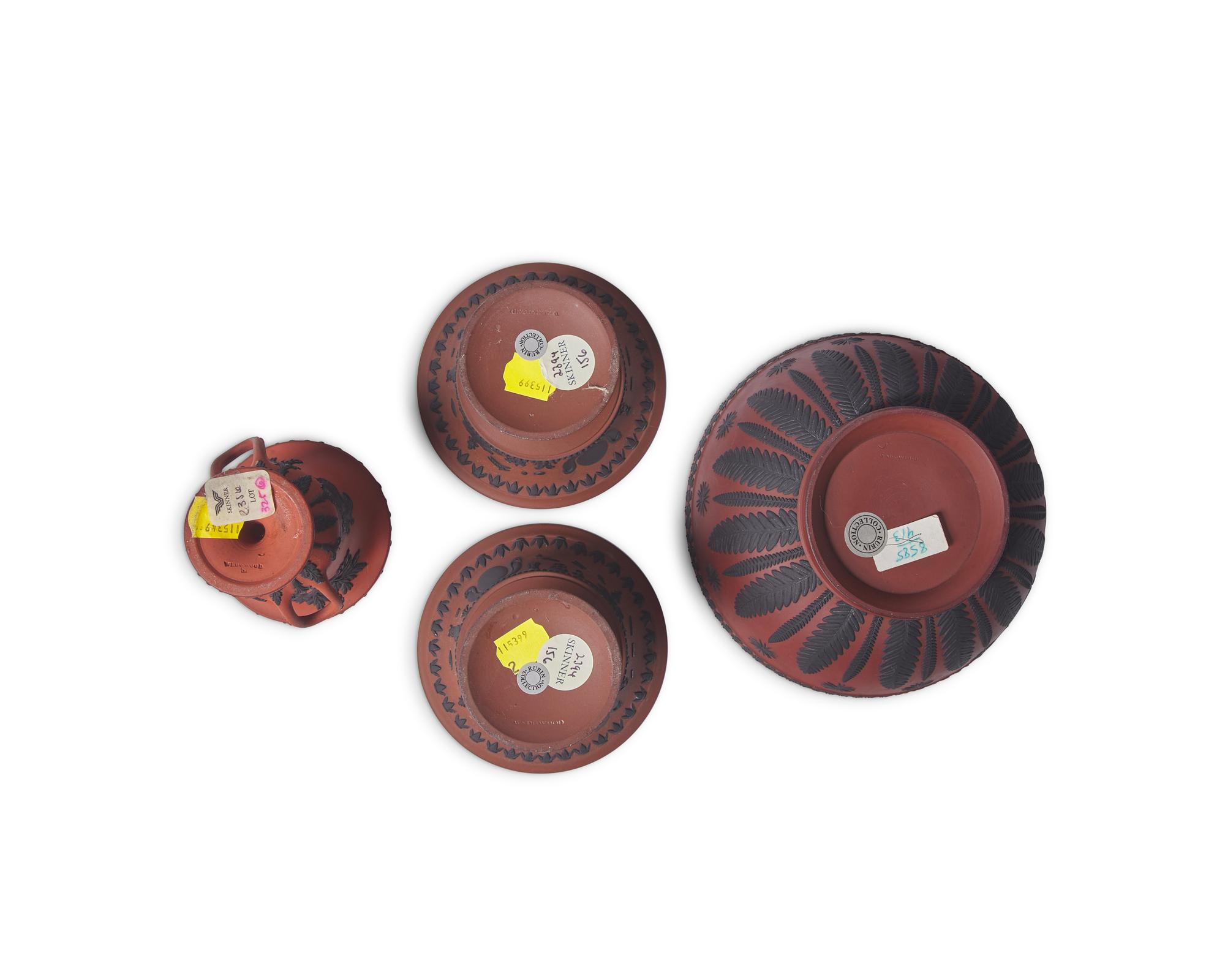 Four Wedgwood Rosso Antico and Black Basalt Articles