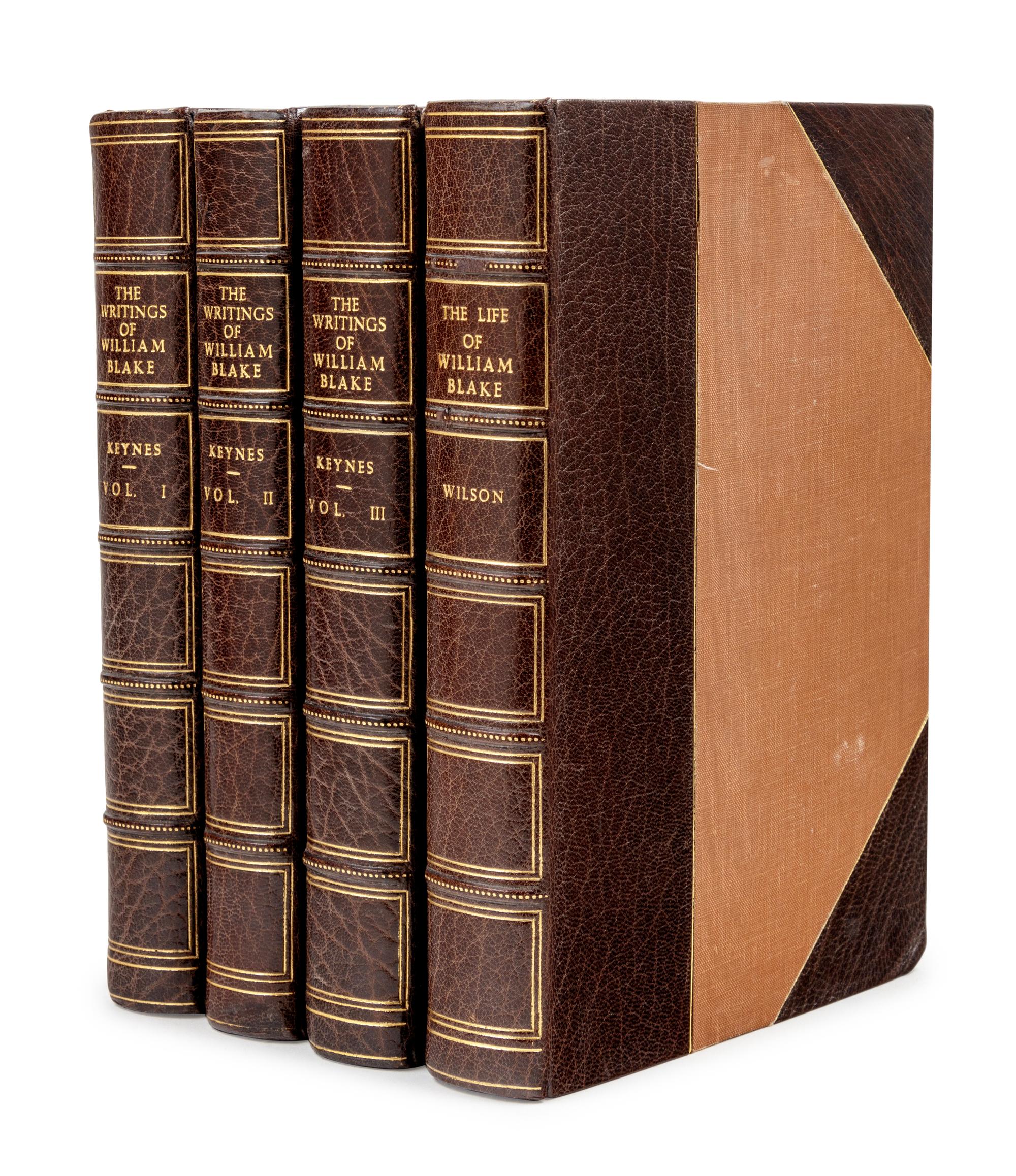 [BLAKE, William]. The Writings of William Blake. Geoffrey Keynes, editor. London: The Nonesuch Press, 1925. -- [ Uniformly bound with: ] WILSON, Mona. The Life of William Blake . London: The Nonesuch Press, 1927.