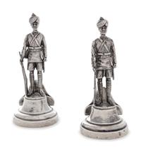 A Pair of Edwardian Silver Figural Menu-Card Holders