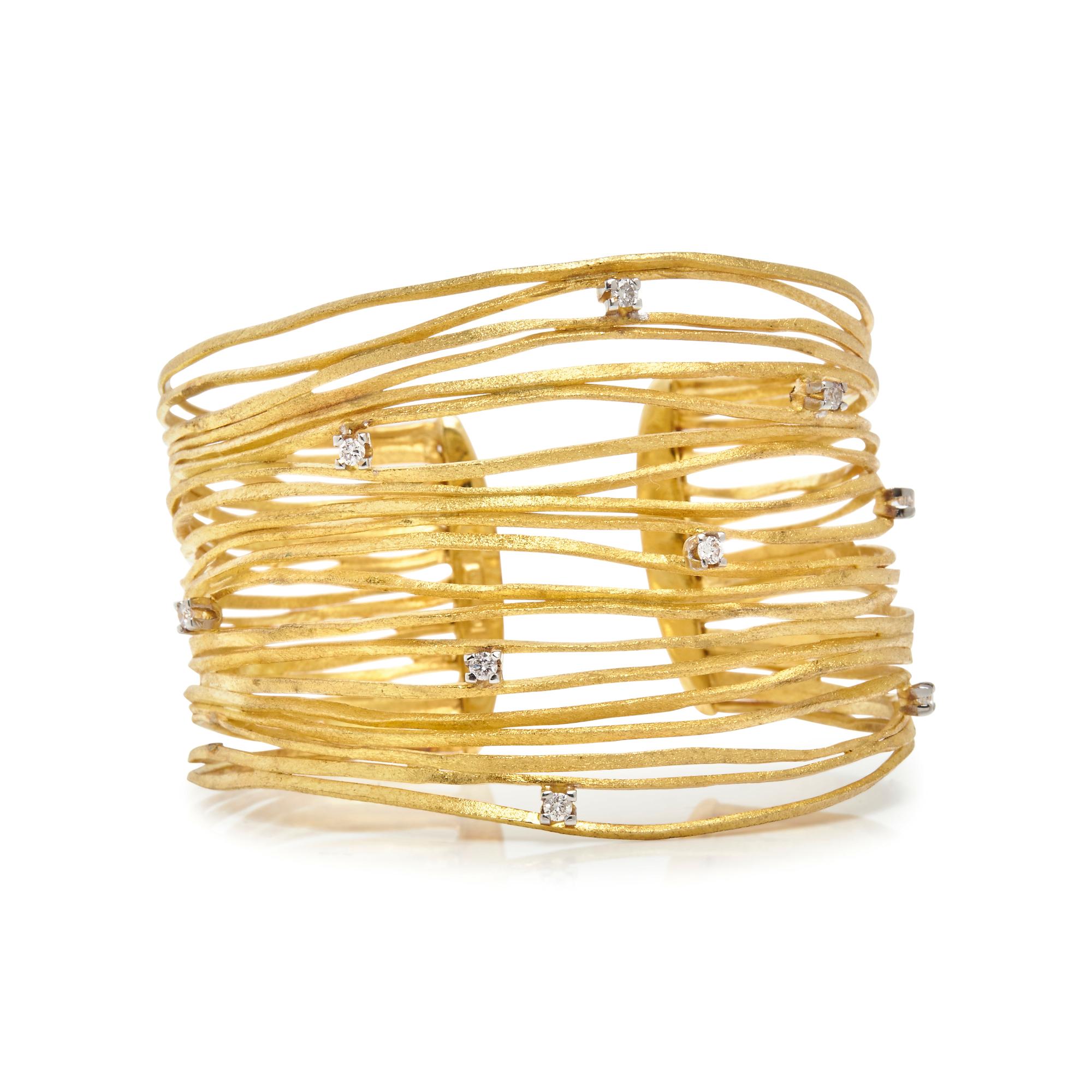 YELLOW GOLD AND DIAMOND CUFF BRACELET