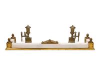 A Continental Gilt Bronze and Marble Fireplace Suite