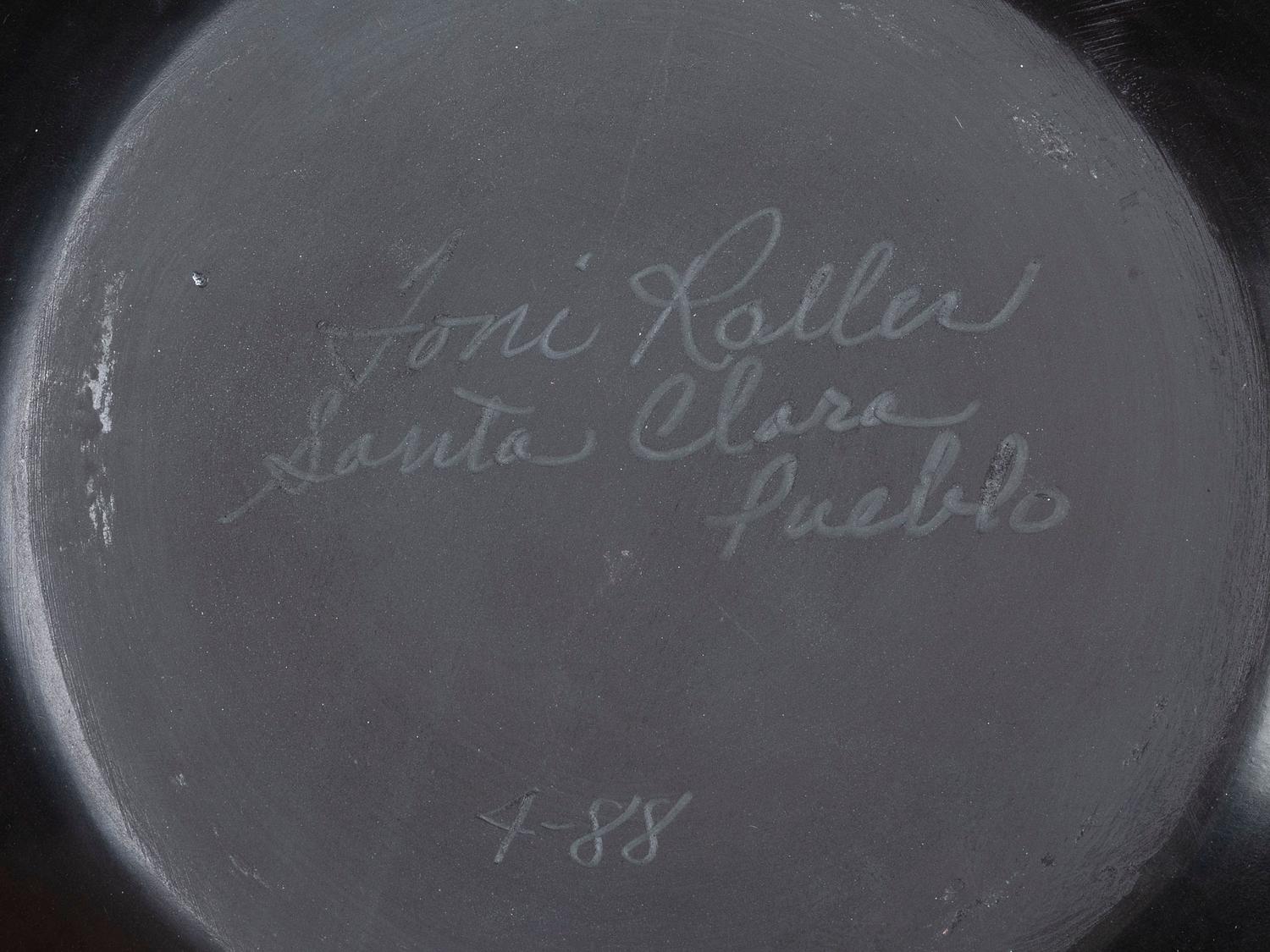 Blackware Pottery Jar, with Repeating Feather Pattern