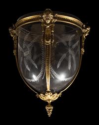 A French Gilt Bronze and Glass Ceiling Fixture