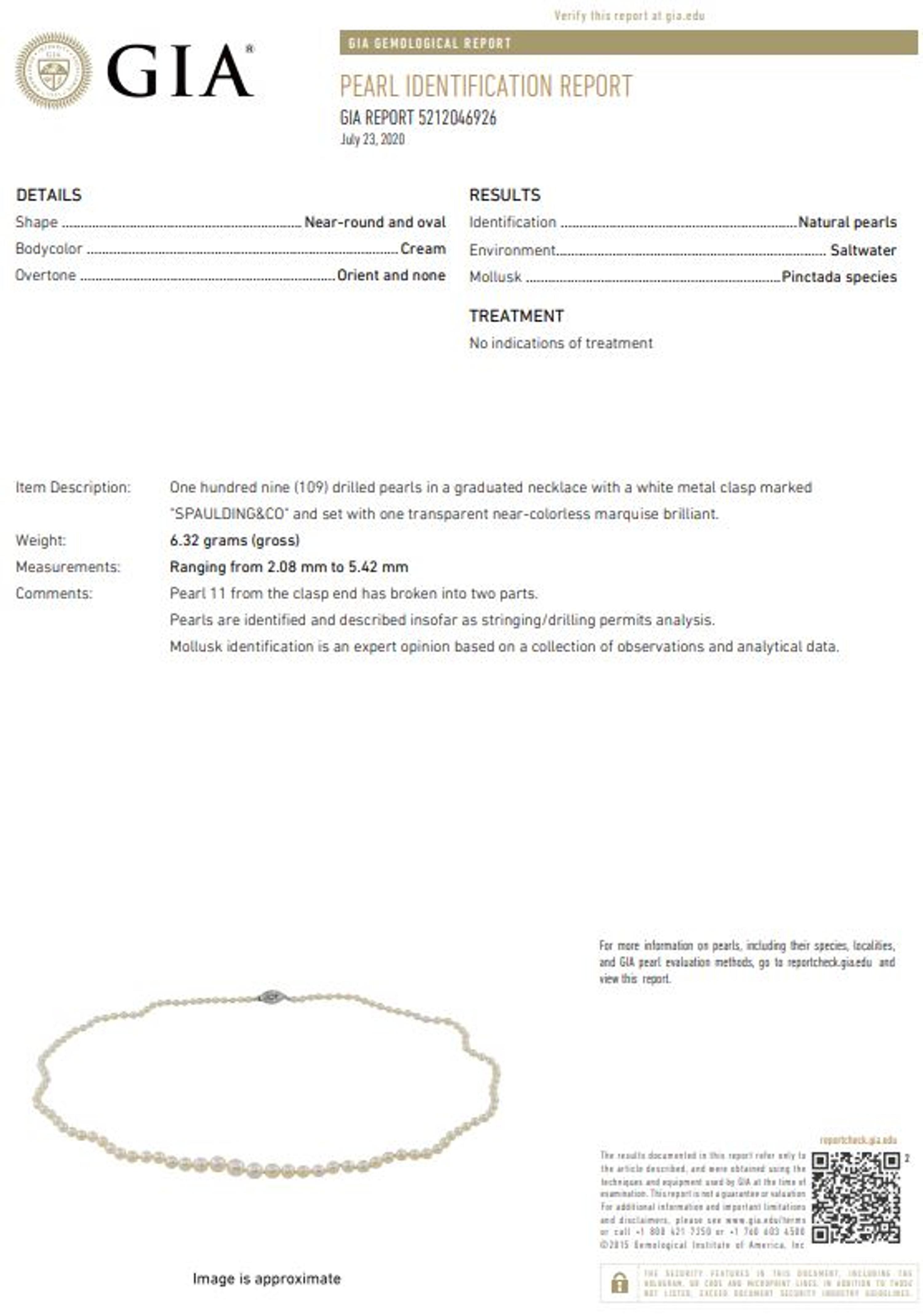 SPAULDING & CO., NATURAL PEARL AND DIAMOND NECKLACE