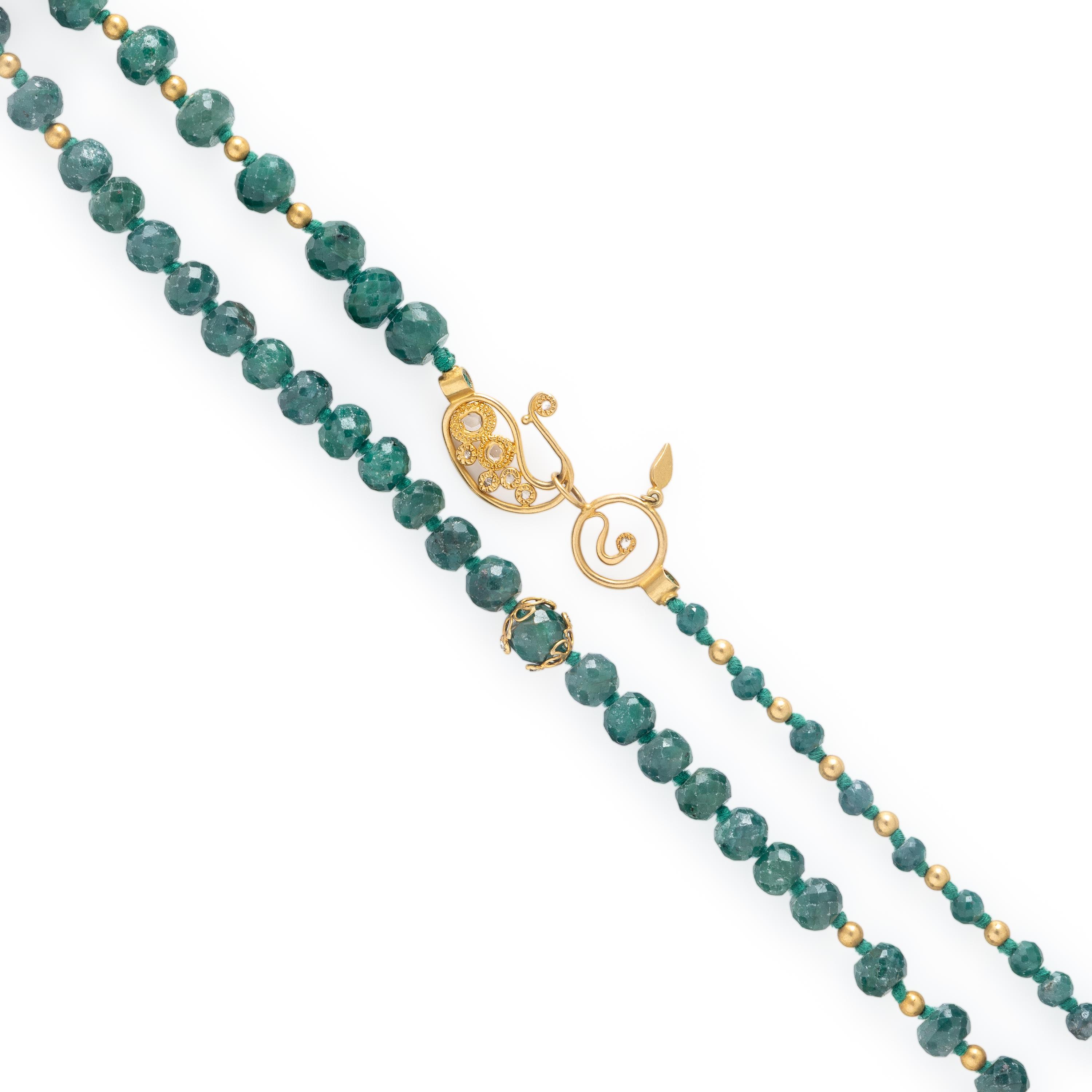 Coomi, Emerald, Diamond, and High Karat Yellow Gold Necklace