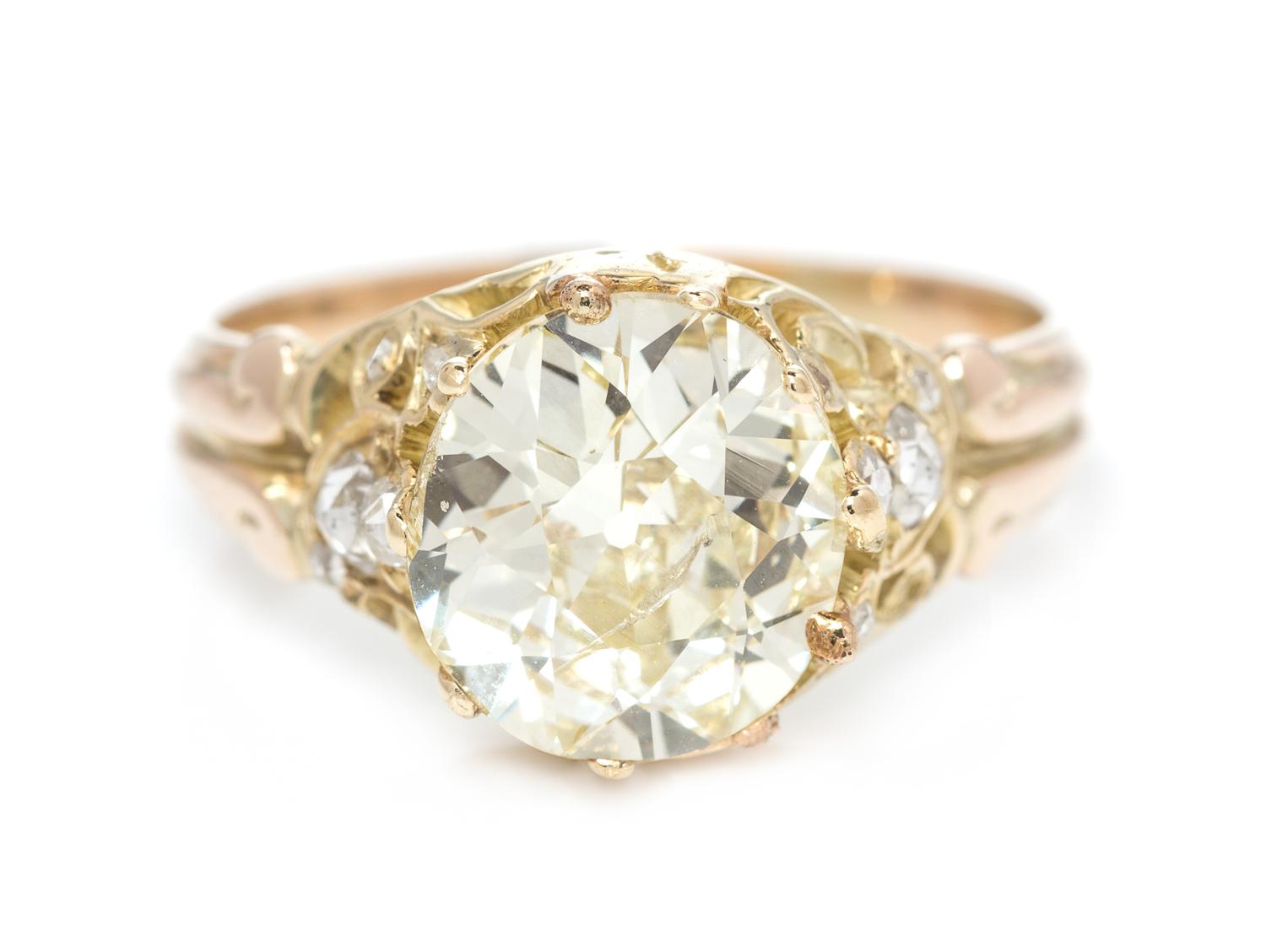 A Yellow Gold, Fancy Yellow Diamond and Diamond Ring, 2.60 dwts.