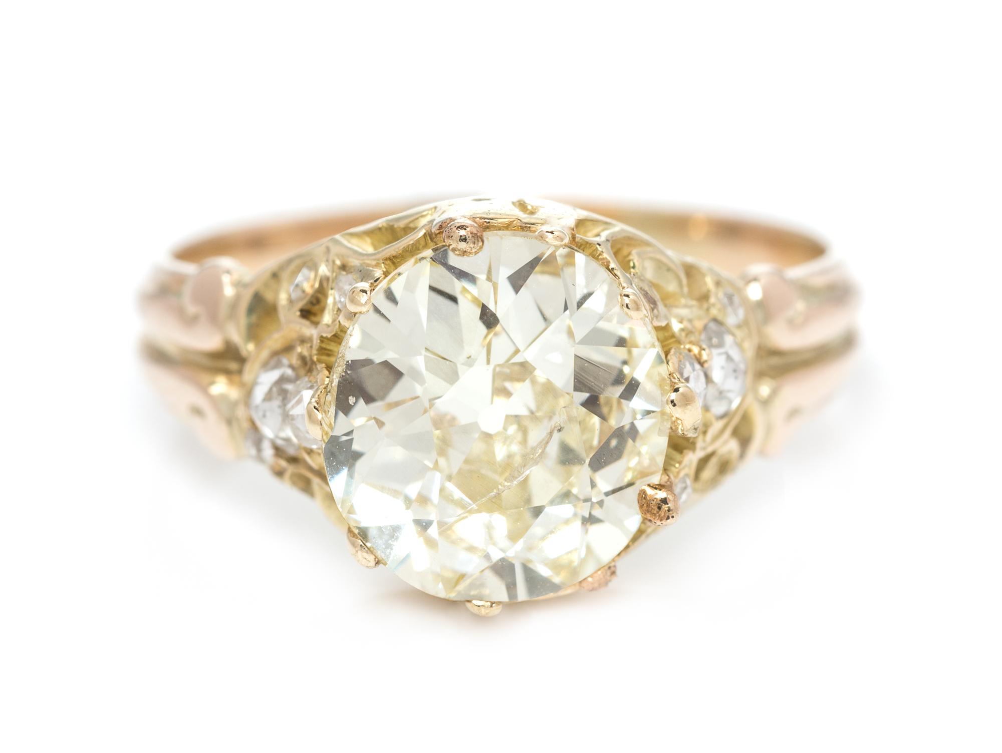 A Yellow Gold, Fancy Yellow Diamond and Diamond Ring, 2.60 dwts.
