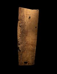 An Egyptian Painted Wood Sarcophagus Panel with the Sons of Horus