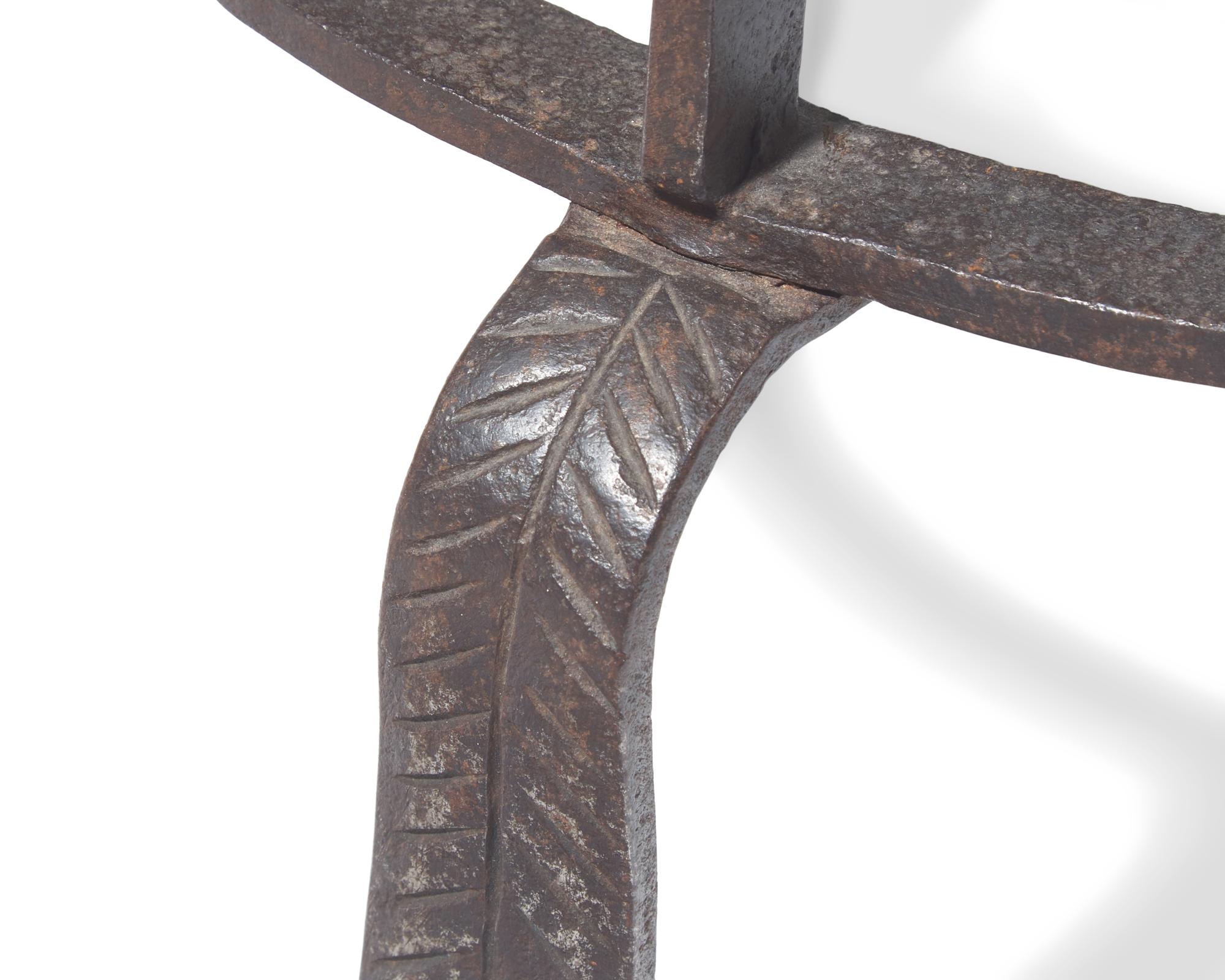 A Wrought Iron Fireplace Guard / Plate Stand and Pot Stand, American or French, 17th / 18th Century