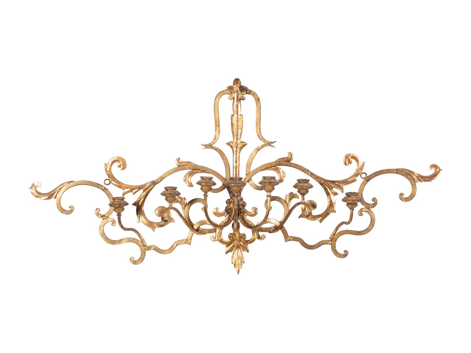 A Neoclassical Gilt Metal Seven-Light Wall Sconce