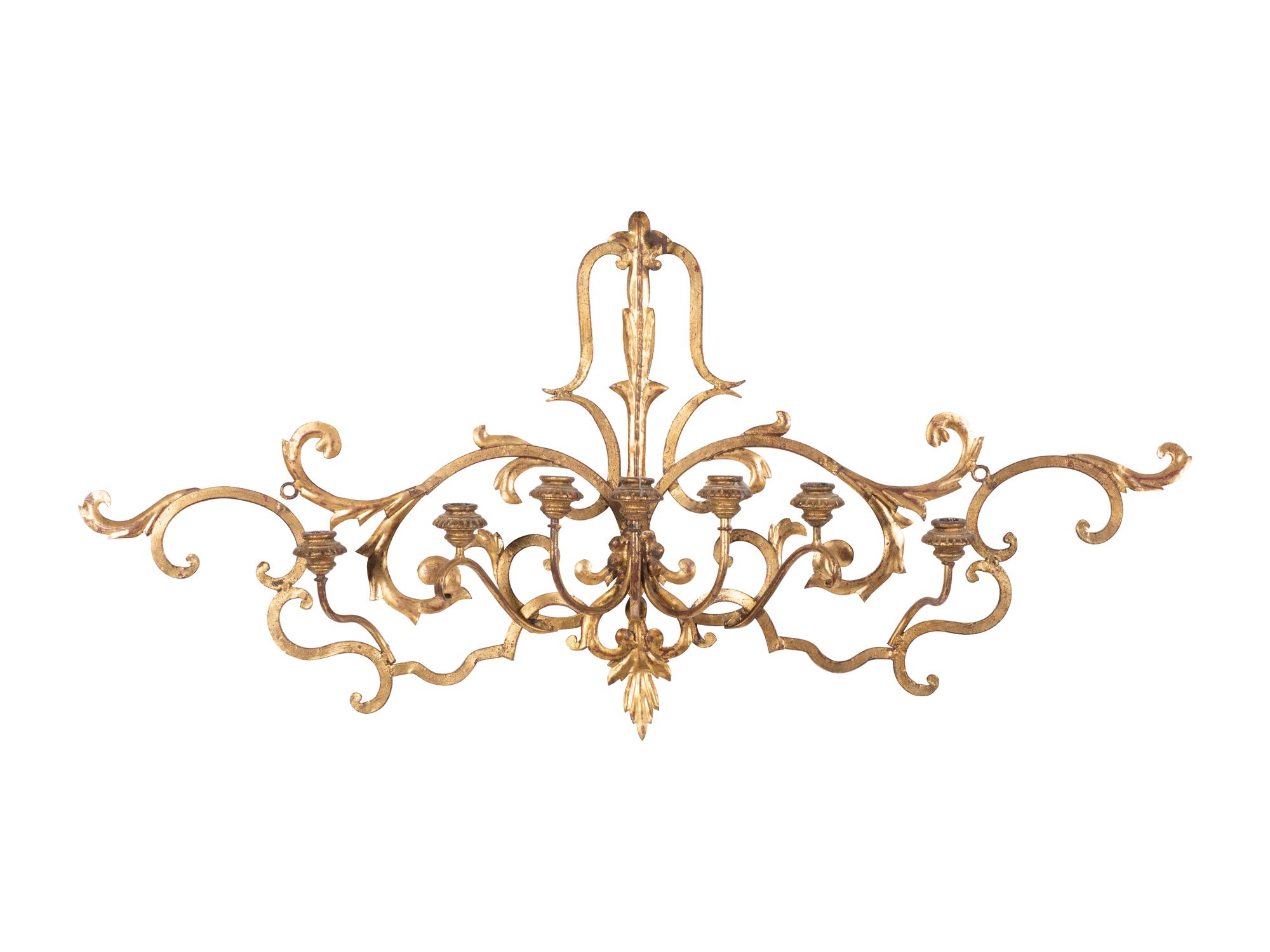 A Neoclassical Gilt Metal Seven-Light Wall Sconce