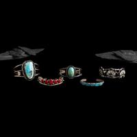 Navajo and Zuni Silver Cuff Bracelet with Inlay