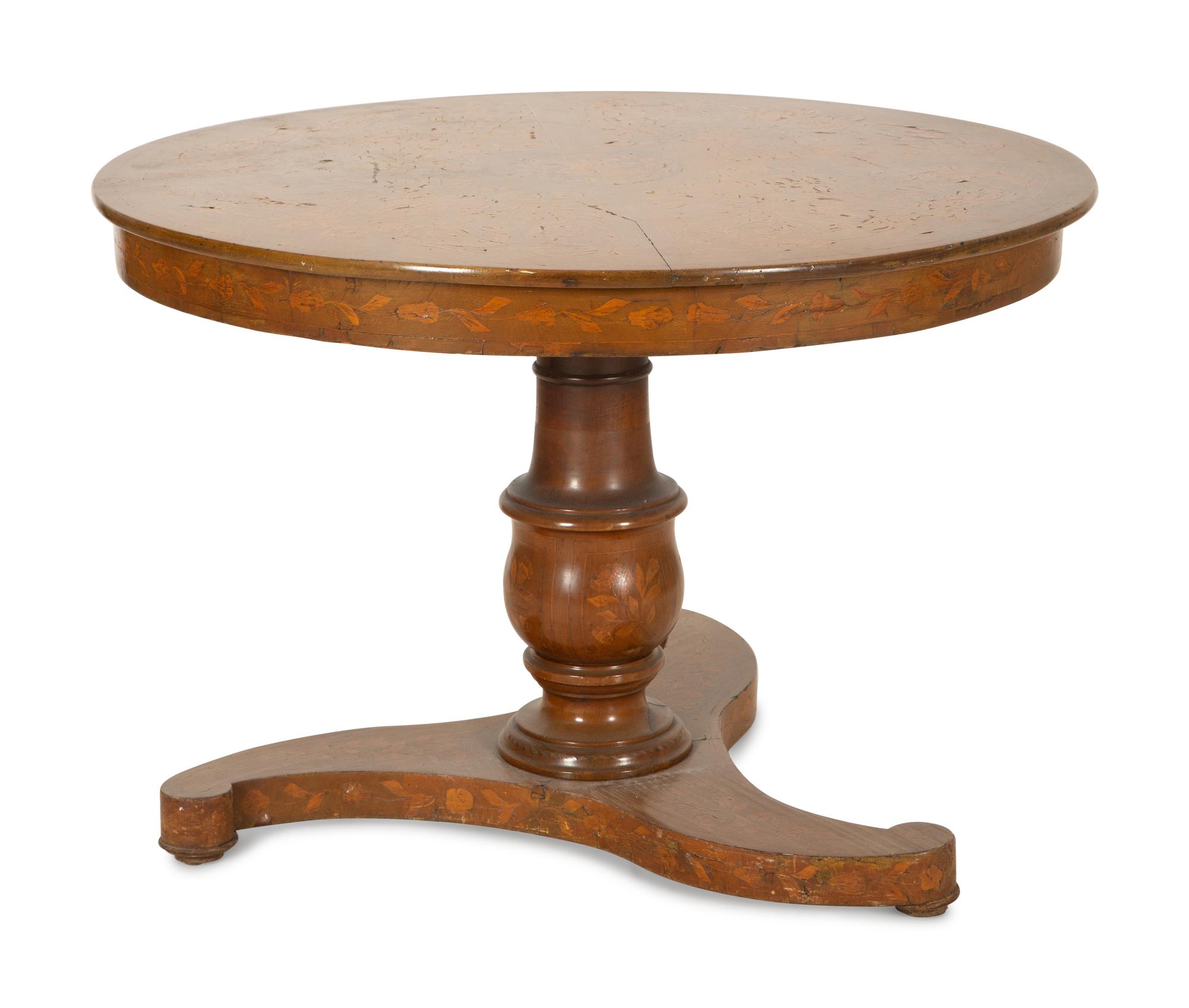 A Dutch Marquetry Inlaid Center Table