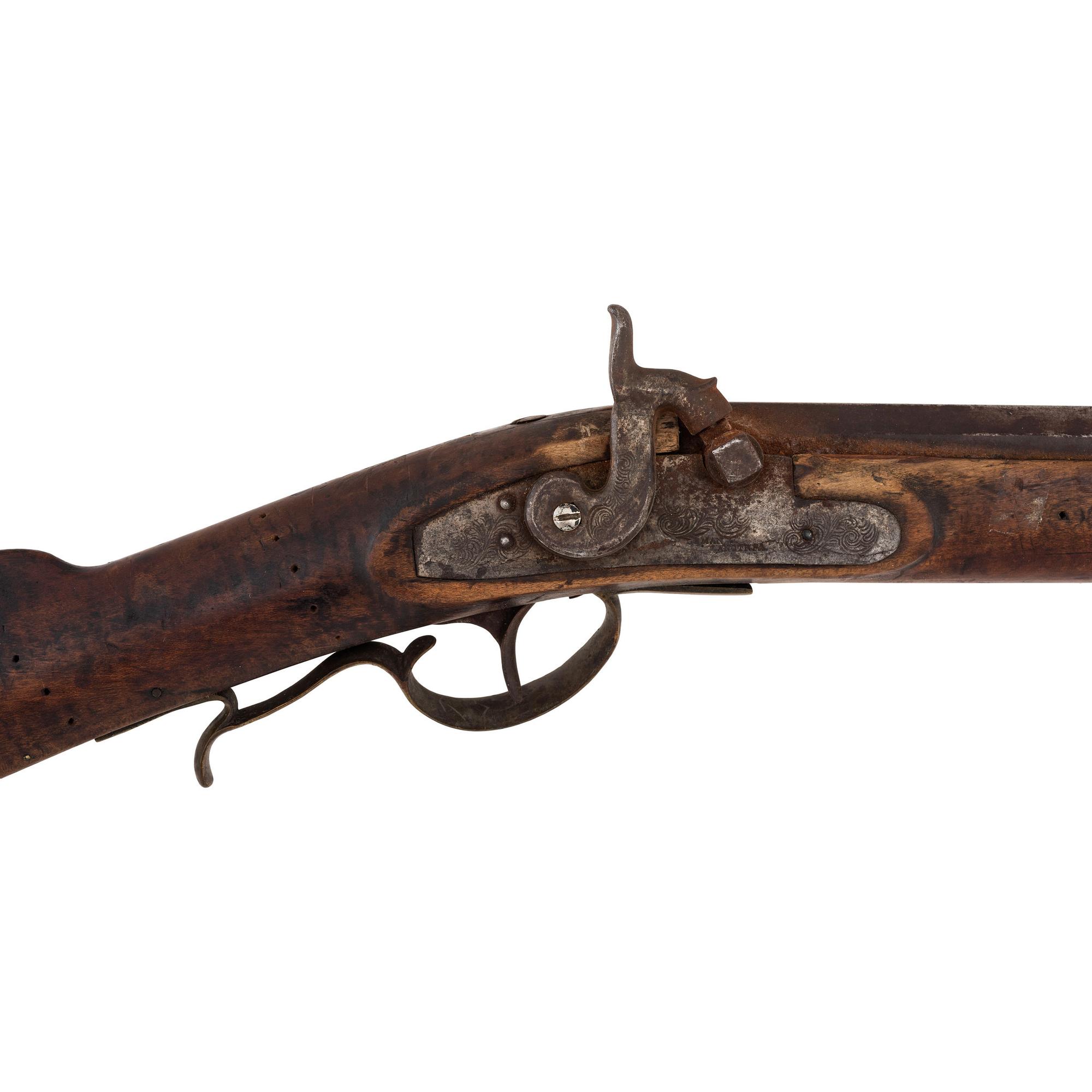 Full Stock Leman Percussion Rifle Showing Native American Use