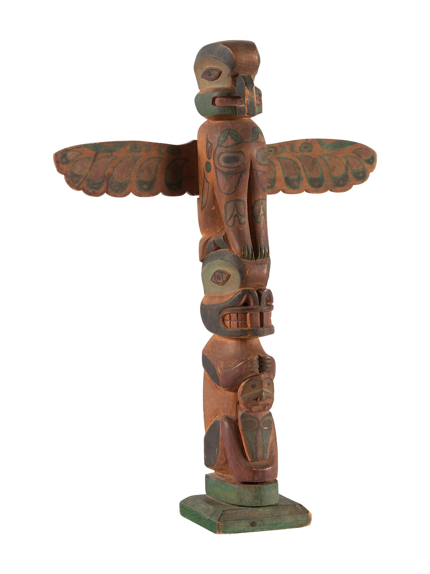 Northwest Coast Polychrome Model Totem Pole