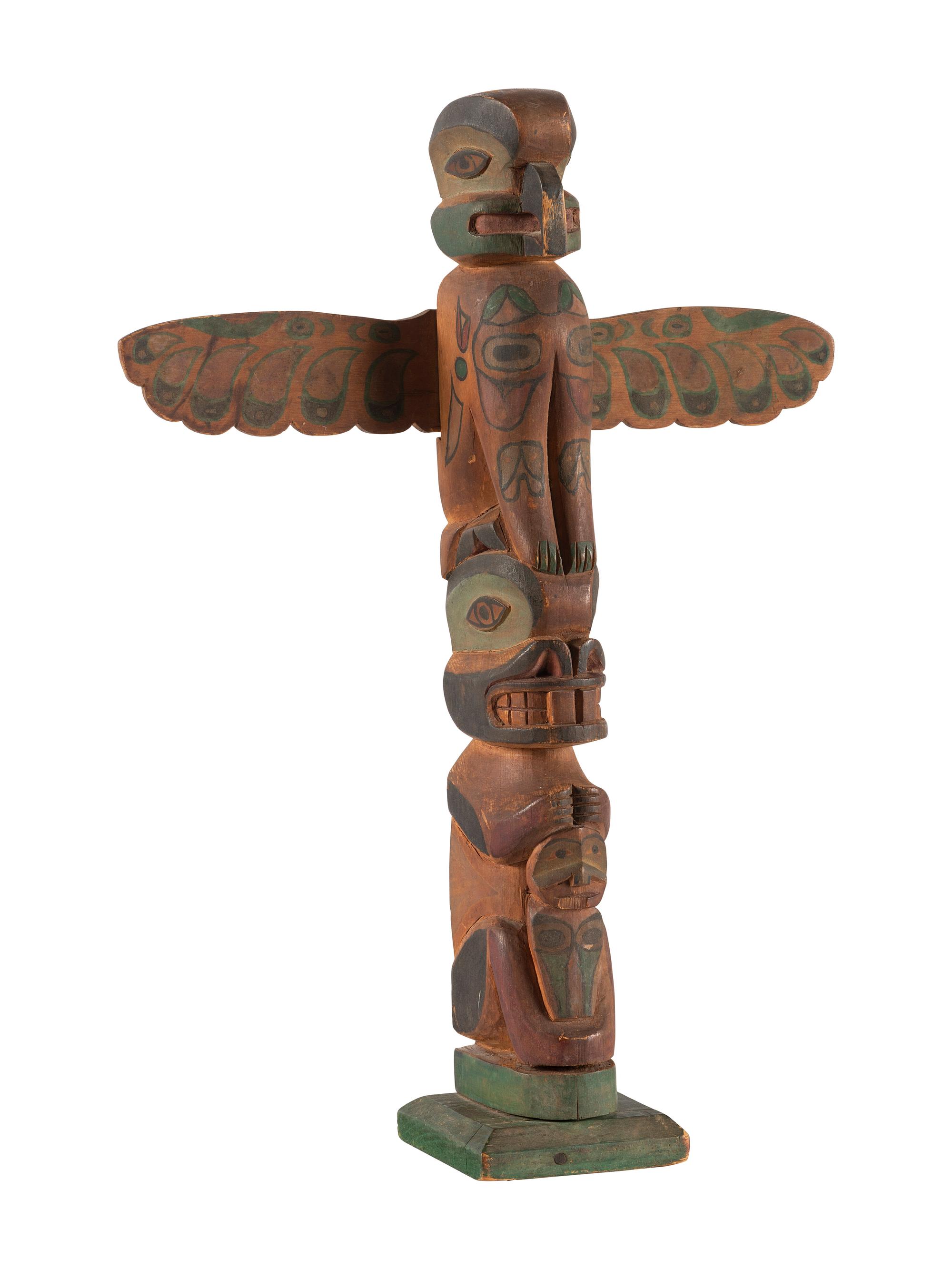 Northwest Coast Polychrome Model Totem Pole