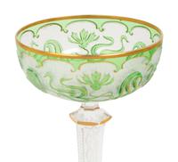 A Group of Three Art Nouveau Parcel-Gilt and Cut-to-Clear Glass Champagne Coupes