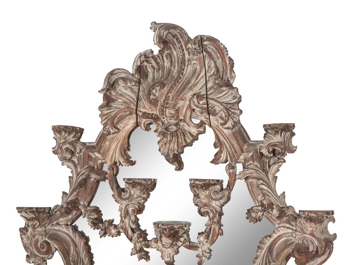 A George III Style Carved and Painted Overmantel Mirror