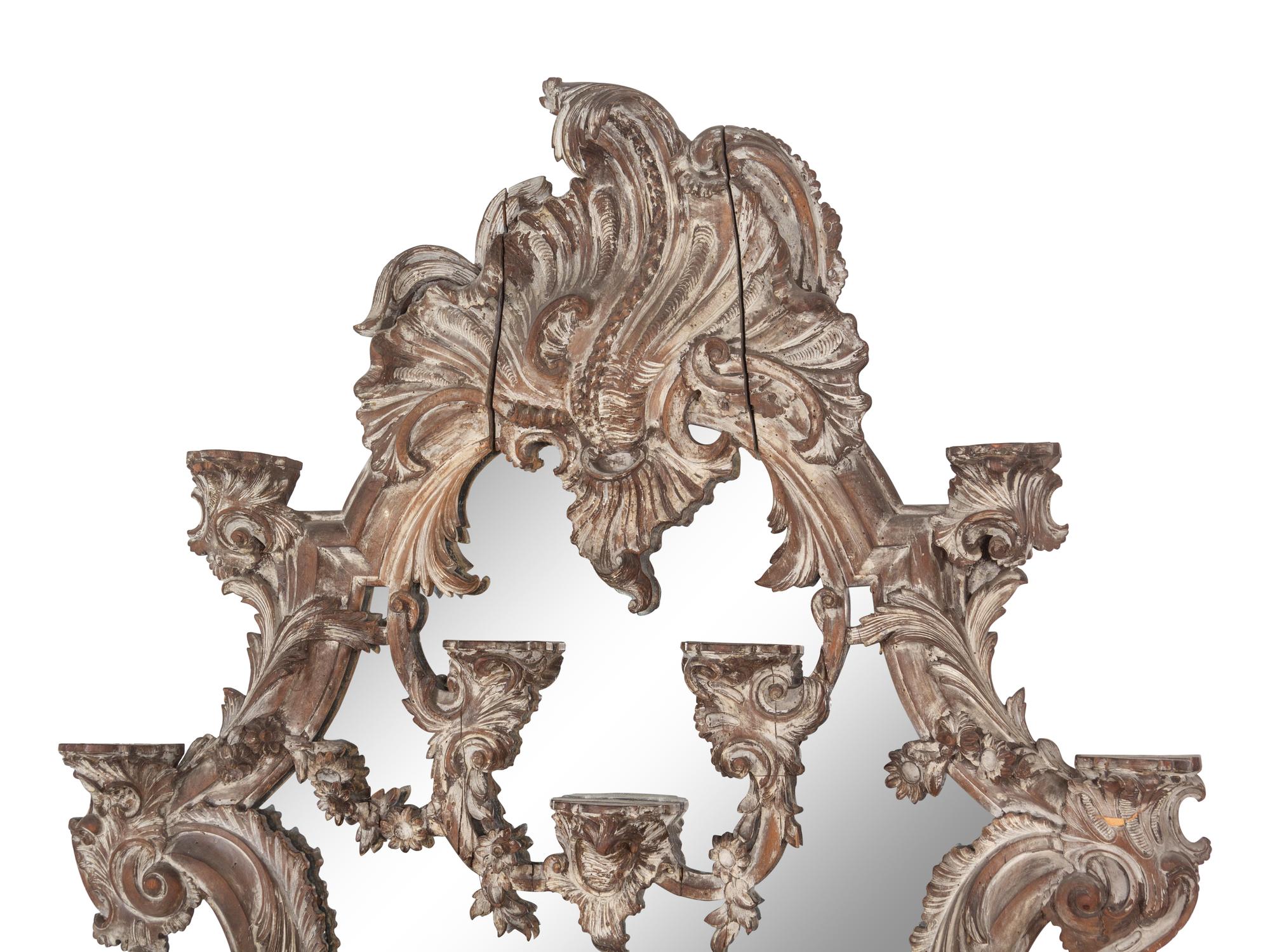 A George III Style Carved and Painted Overmantel Mirror