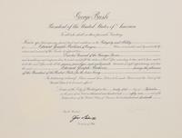 [POLITICS]. [PERKINS, Edward Joseph (1928-2020)]. A group of 9 appointments by Presidents Reagan, Bush, Clinton, and Bush to Perkins, presumably with secretarial or facsimile signatures, including: