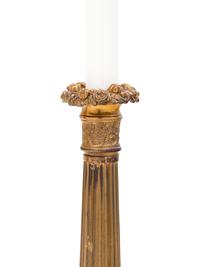 A Pair of French Gilt Metal Candlesticks Mounted as Lamps