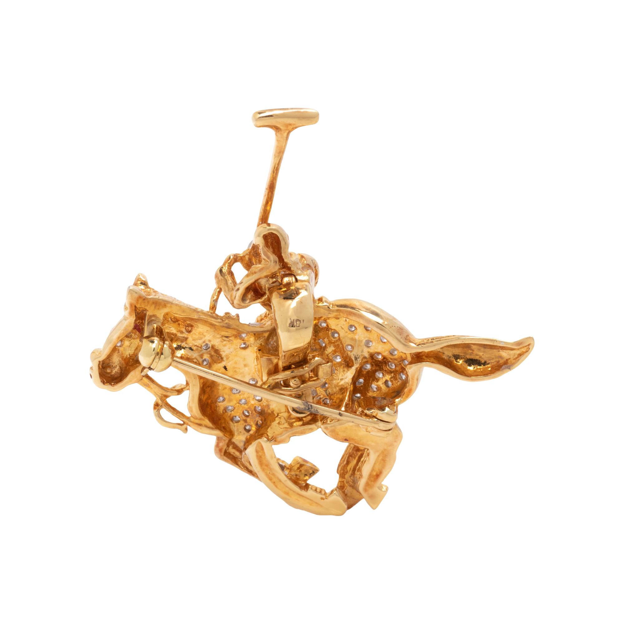 DIAMOND POLO PLAYER PENDANT/BROOCH