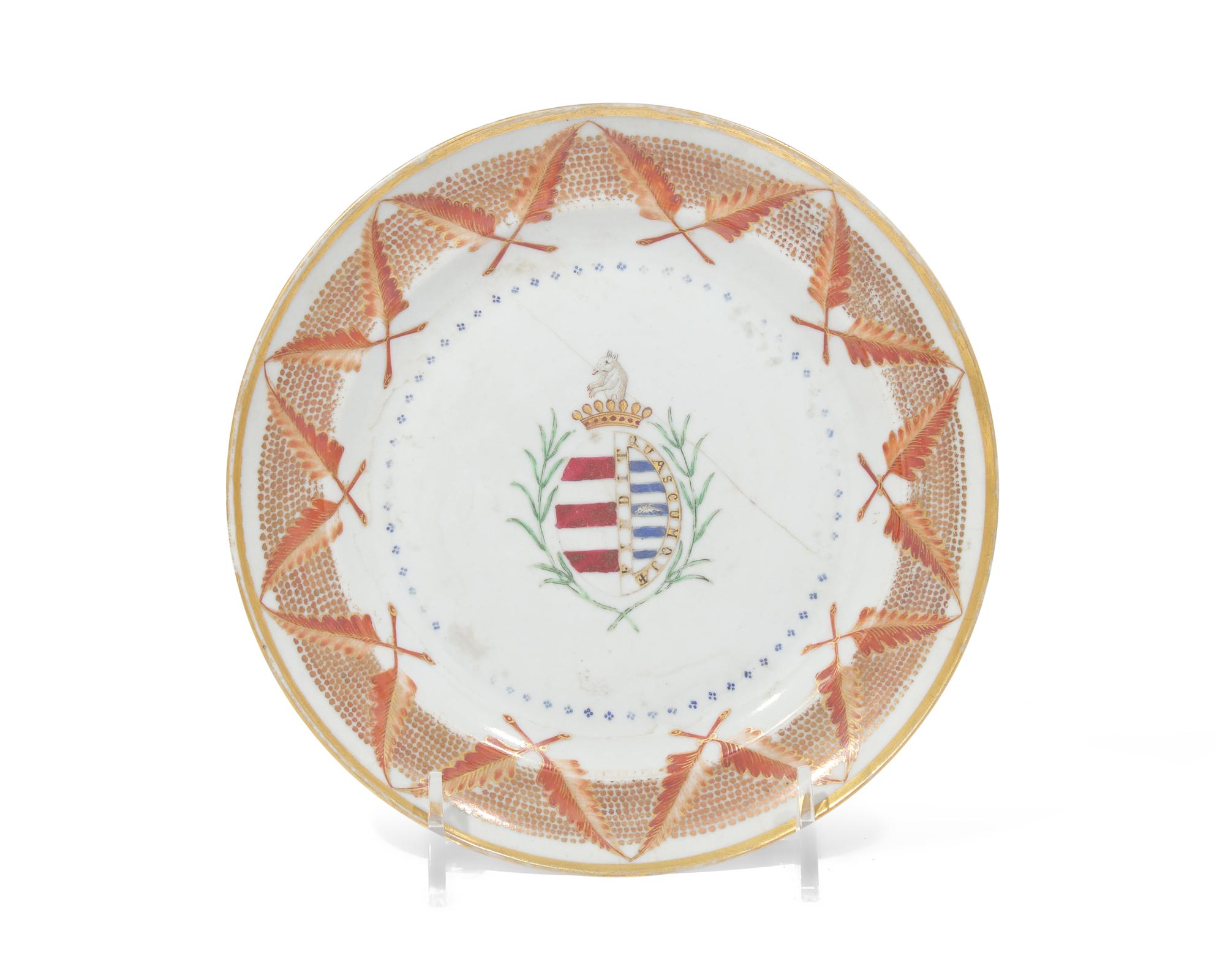 A group of seven Chinese Export porcelain tablewares from the "Silviera Service," made for the Portuguese Market, late 18th century