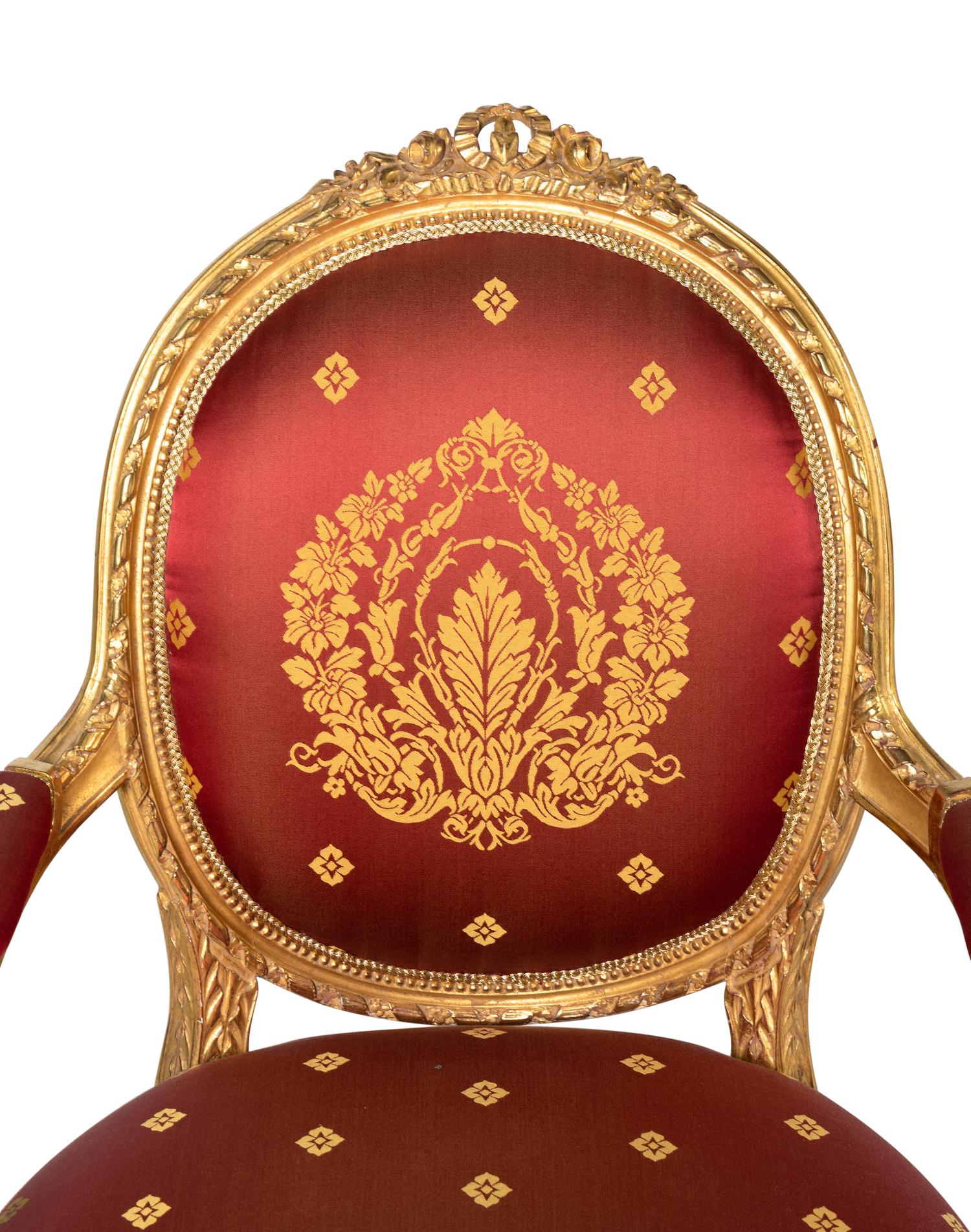 A Louis XVI Style Five-Piece Salon Suite