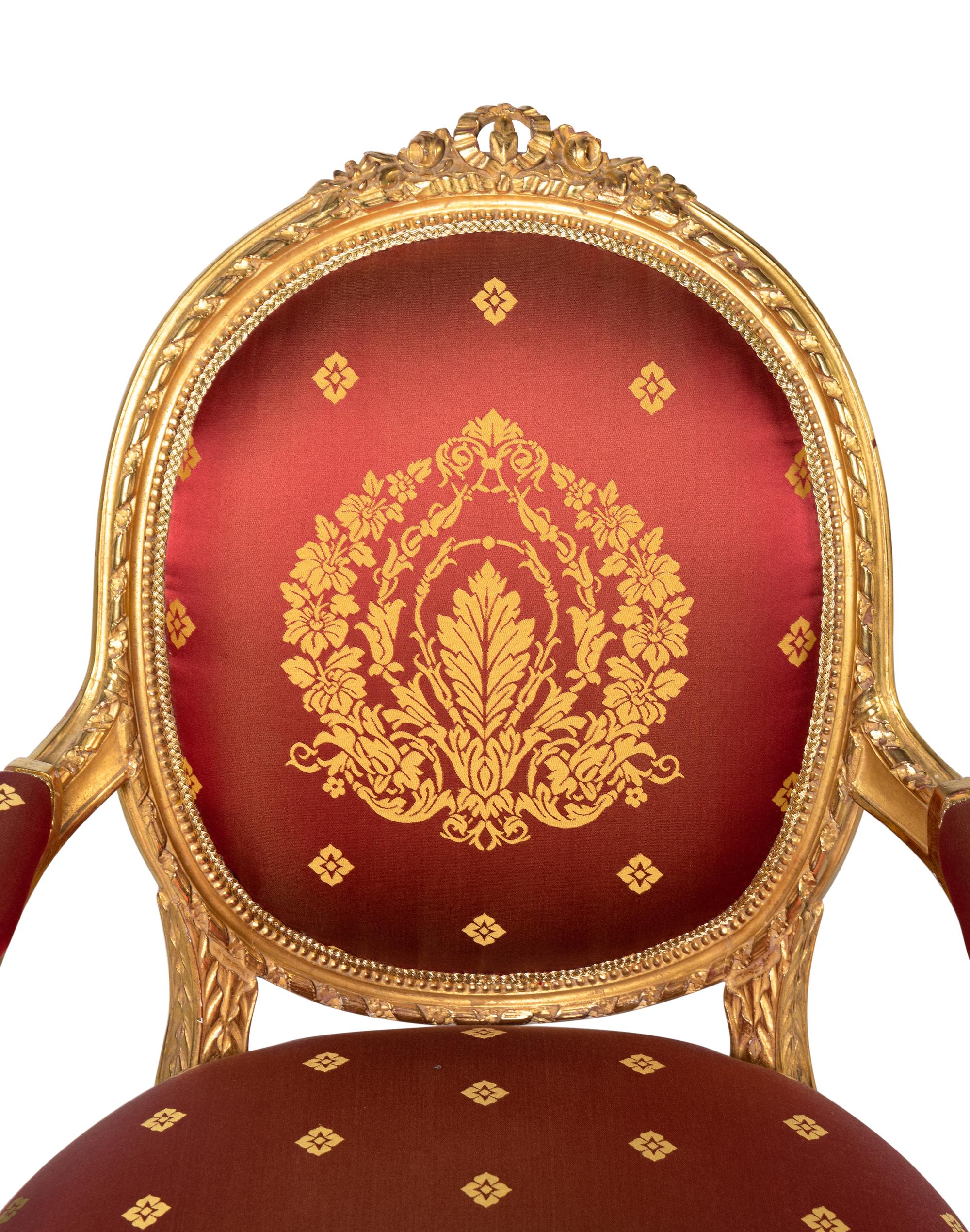 A Louis XVI Style Five-Piece Salon Suite