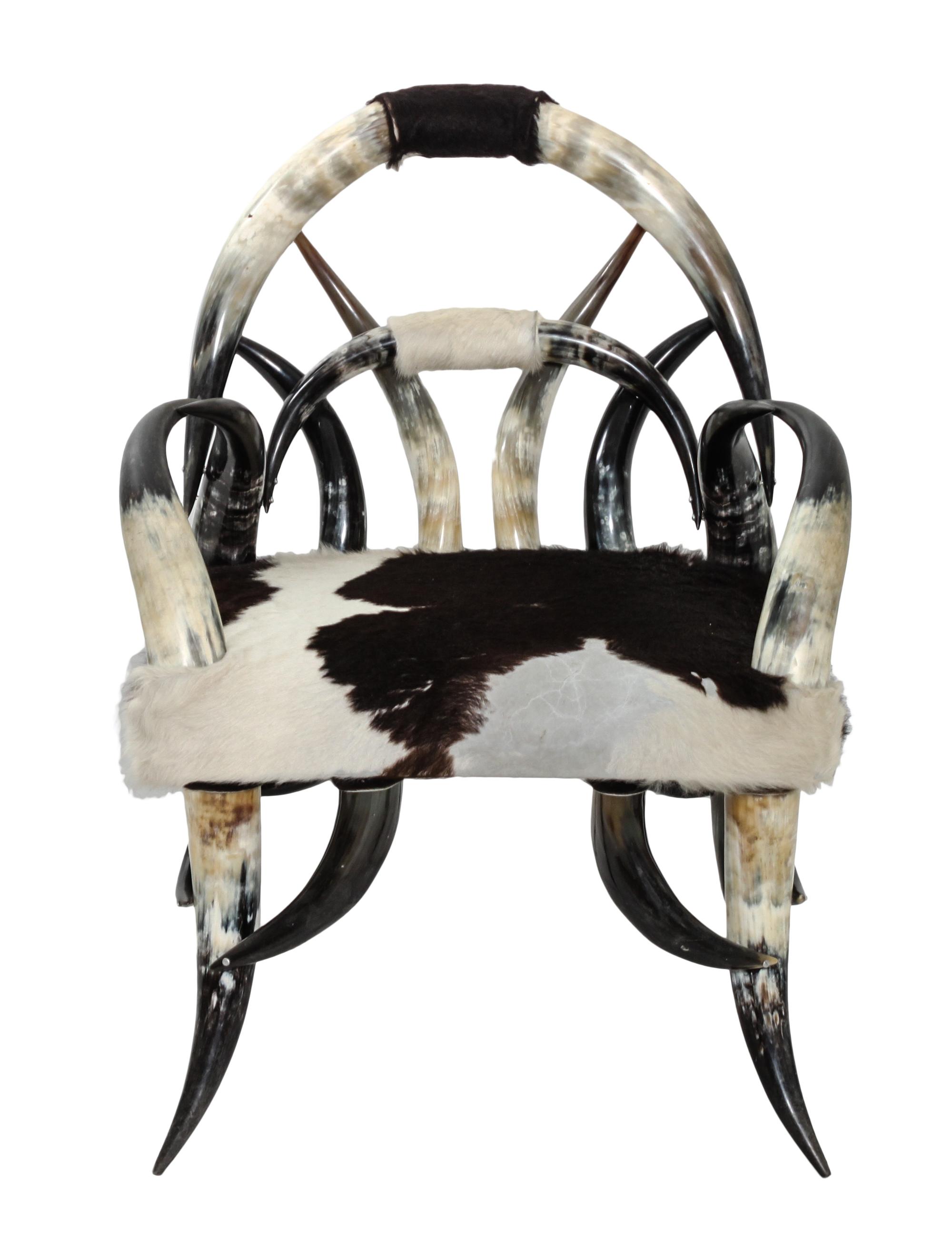 A Victorian Style Horn Chair Height 39 x width 27x depth 22 inches.