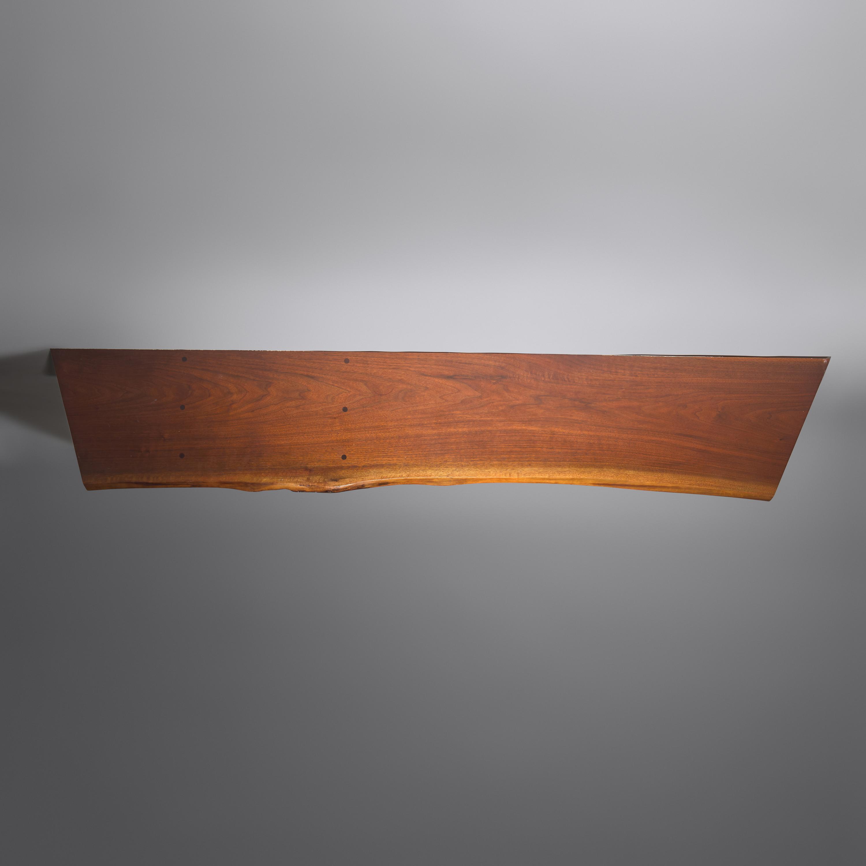 George Nakashima (American, 1905–1990) — Hanging Wall Shelf with Single Drawer, 1969