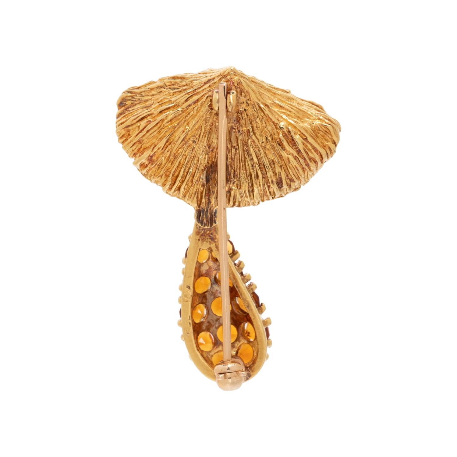 CITRINE AND DIAMOND MUSHROOM BROOCH