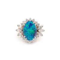 BLACK OPAL AND DIAMOND RING