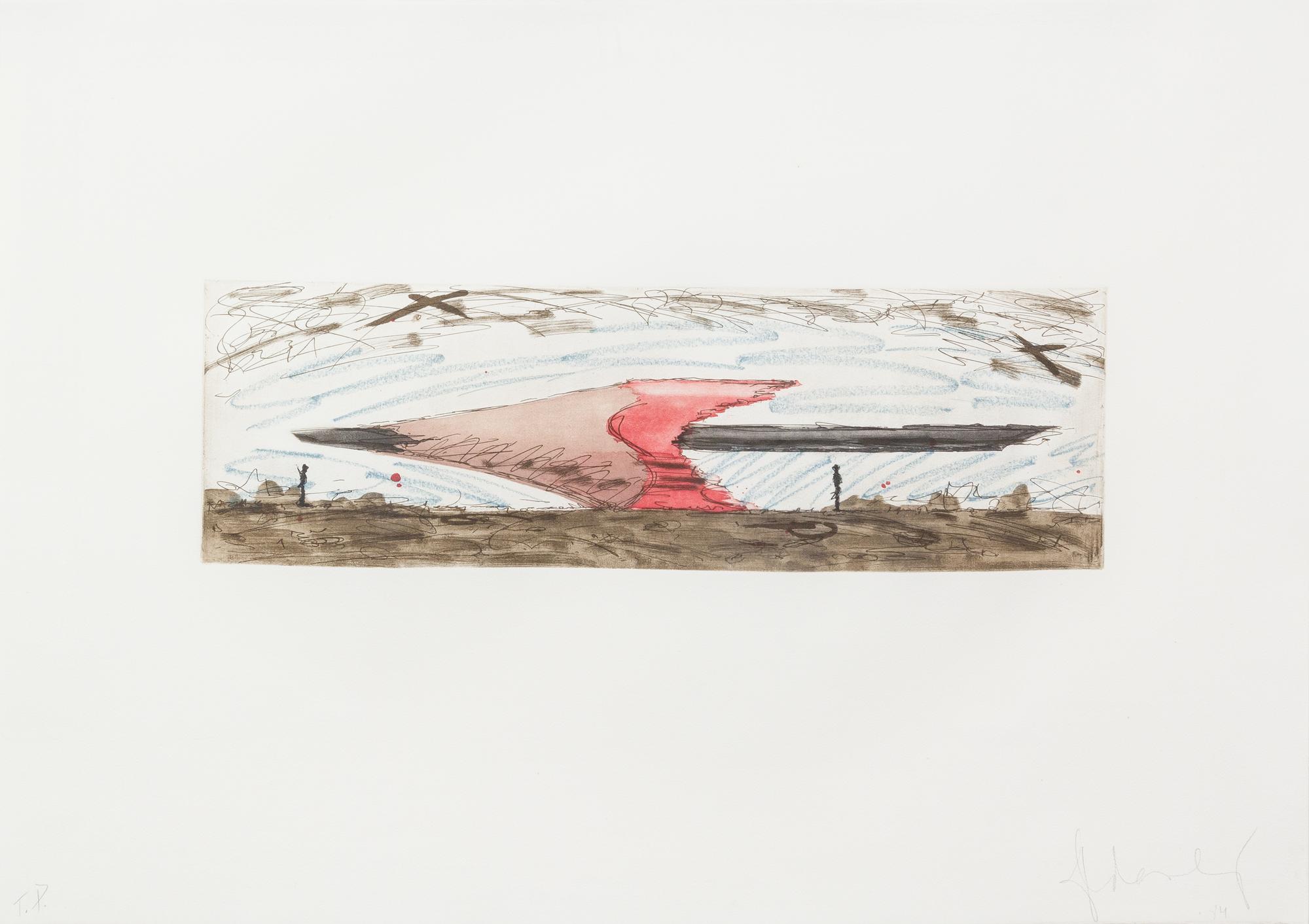 Claes Oldenburg, (American, b. 1929), Proposal for a Monument to the Survival of the University of El Salvador: Blasted Pencil (That St