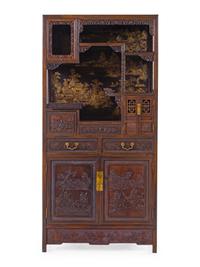 A Gilt Lacquered Hardwood Displaying Cabinet, Duobaoge